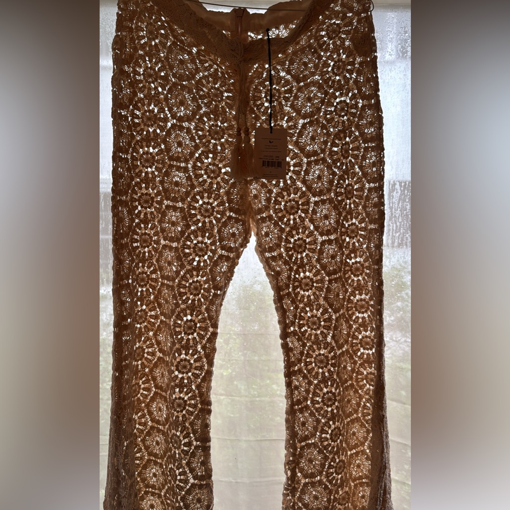 Spell Helena Cream Crochet Lace Pants